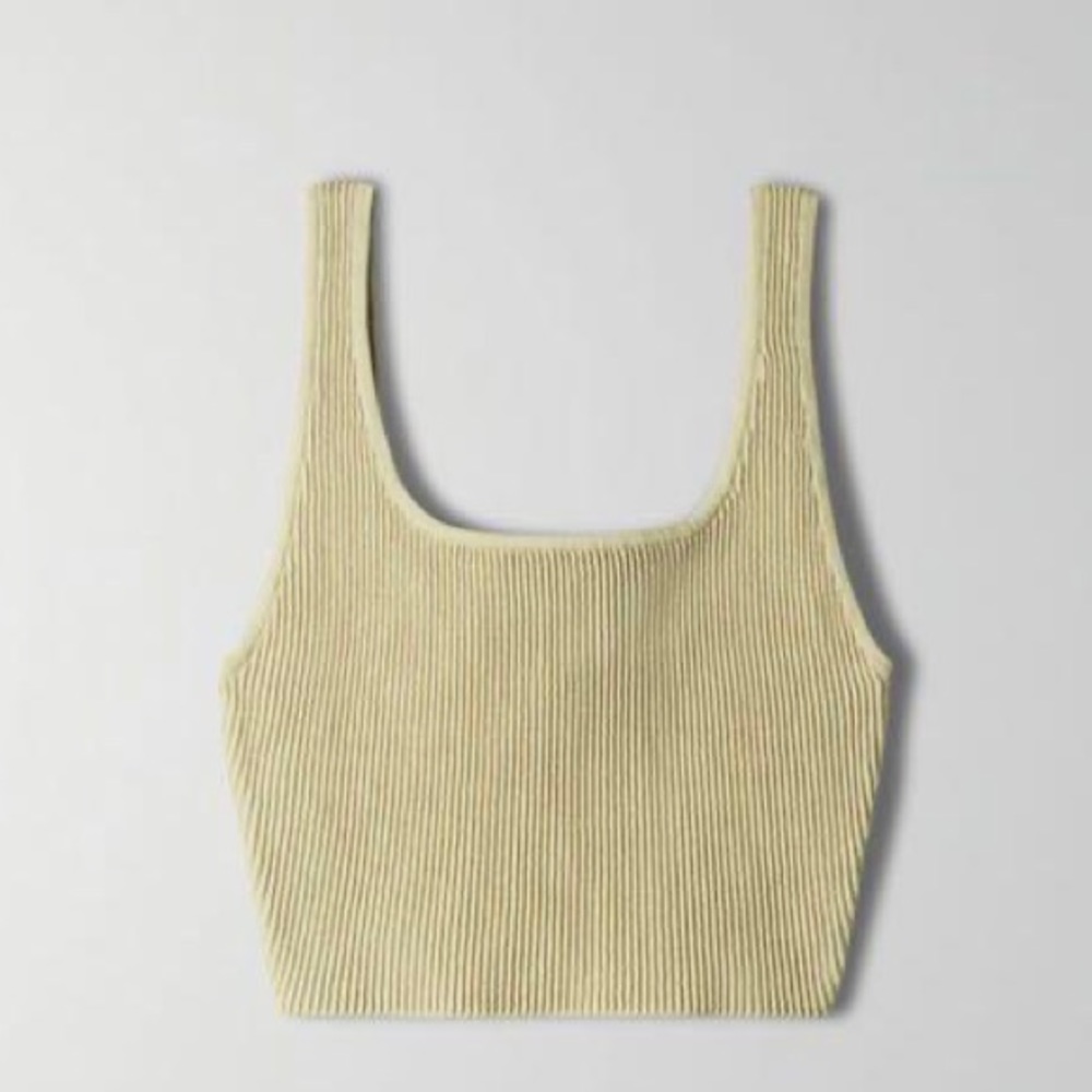 Aritzia Babaton Arjun Sculpt Knit Top in Size XS Pistachio Green